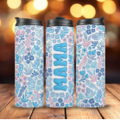 Blue Boho Blume 3D Inflated Mama Thermosbecher