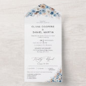 Blue Boho Blumenhochzeit in einer Einladung (Innen Boden)