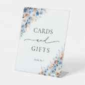 Blue Boho Blumenkarten und Geschenke Zeichen Sockelschild (Vorderseite)