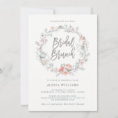 Blue Boho Botanical Bridal Brunch Einladung (Vorderseite)