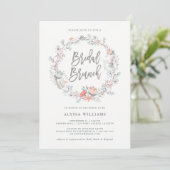 Blue Boho Botanical Bridal Brunch Einladung (Stehend Vorderseite)