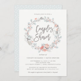 Blue Boho Botanical Couples Dusche Einladung