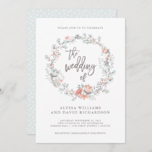 Blue Boho Botanical Wedding Einladung