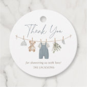 Blue Boho Boy Baby Clothes Baby Shower Geschenkanhänger (Vorderseite)
