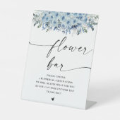 Blue Boho Brautparty Blume Bar Sign Sockelschild (Vorderseite)