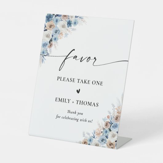 Blue Boho Brautparty Fevor Sign Sockelschild (Vorderseite)