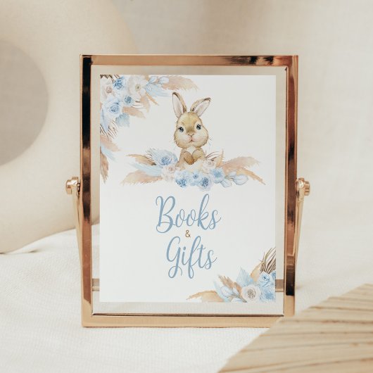 Blue Boho Bunny Baby Duschbücher und Geschenke Poster