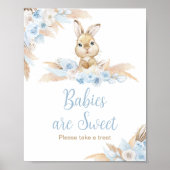 Blue Boho Bunny Baby Dusche Babys sind süß Poster (Vorne)