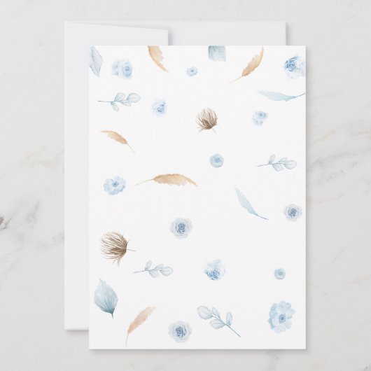 Blue Boho Bunny Baby Dusche Einladung (Rückseite)