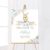 Blue Boho Bunny Baby Dusche Willkommen Poster