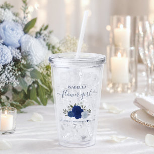 Blue Boho Chic Rose Elegante Blumenzwiebeln Acryltrinkbecher
