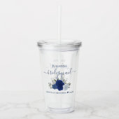 Blue Boho Chic Rose Elegante Hochzeitsfeier Acryltrinkbecher (Vorderseite)