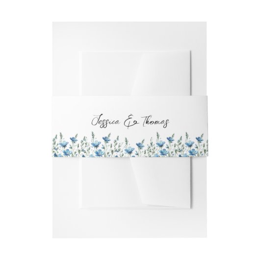 Blue Boho Chic Wildblumen White Wedding Einladungsbanderole (Vorderseite Beispiel)