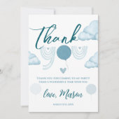 Blue Boho Cloud Mr Onederful First Birthday Dankeskarte (Vorderseite)