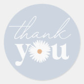 Blue Boho Daisy Birthday Party Danke Runder Aufkleber (Vorderseite)