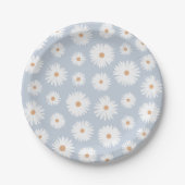 Blue Boho Daisy Birthday Party Pappteller (Vorderseite)