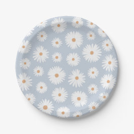 Blue Boho Daisy Birthday Party Pappteller