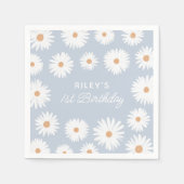 Blue Boho Daisy Birthday Party Serviette (Vorderseite)