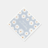 Blue Boho Daisy Birthday Party Serviette (Ecke)