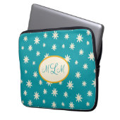 Blue Boho Daisy Monogramed Custom Laptopschutzhülle (Vorderseite Links)