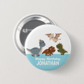 Blue Boho Dinosaur Button (Vorne & Hinten)