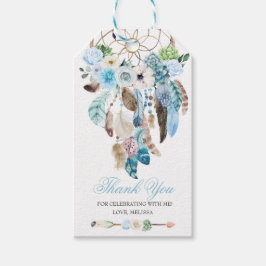 Blue Boho Dreamcatcher Favor Tag Geschenkanhänger