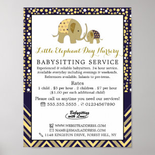 Blue Boho Elephant, Babysitter, Tagesbetreuung, Ki Poster