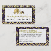 Blue Boho Elephant, Babysitter, Tagesbetreuung, Ki Visitenkarte (Vorne/Hinten)