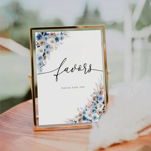 Blue Boho Favors Sign Sockelschild