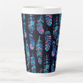 Blue Boho Feathers Pattern Milchtasse (Vorderseite)