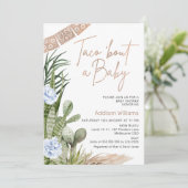 Blue Boho Fiesta Taco Bout Eine Baby-Dusche Einladung (Stehend Vorderseite)