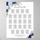Blue Boho Floral 23 Table Wedding Seating Chart Poster (Vorne)