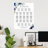 Blue Boho Floral 23 Table Wedding Seating Chart Poster (Heimbüro)
