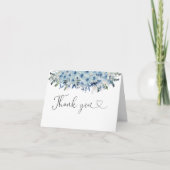 Blue Boho Floral Baby Dusche Danke Karte (Vorderseite)