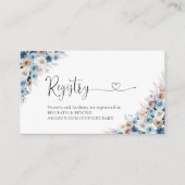 Blue Boho Floral Baby Showcard Registrierung Begleitkarte (Vorderseite)