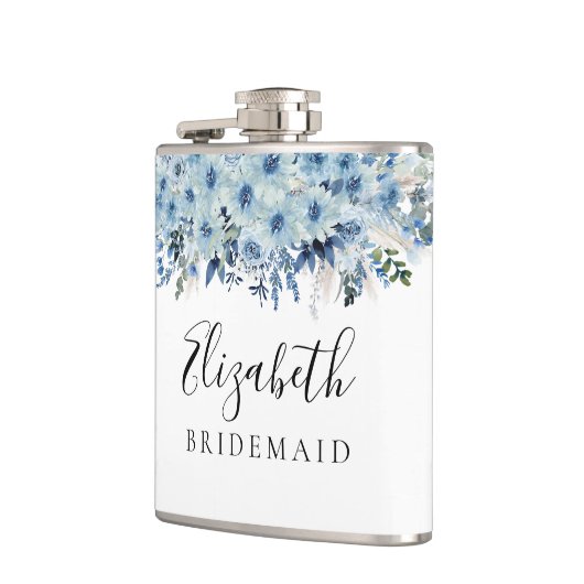 Blue Boho Floral Brautparty Flask Flachmann (Links)