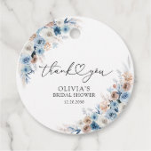 Blue Boho Floral Brautparty Geschenk Tag Geschenkanhänger (Vorderseite)