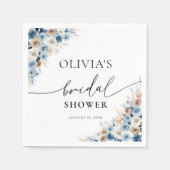 Blue Boho Floral Brautparty Napkin Serviette (Vorderseite)