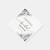 Blue Boho Floral Brautparty Napkin Serviette (Ecke)