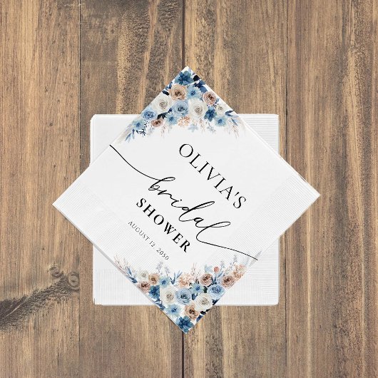 Blue Boho Floral Brautparty Napkin Serviette