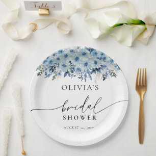 Blue Boho Floral Brautparty Paper Teller
