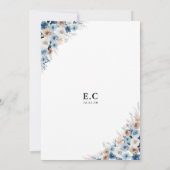 Blue Boho Floral Bridal Dusche Einladung (Rückseite)