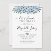 Blue Boho Floral Bridal Dusche Einladung (Vorderseite)