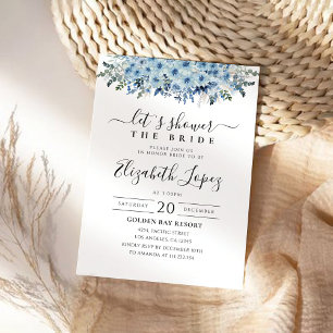 Blue Boho Floral Bridal Dusche Einladung