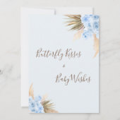 Blue Boho Floral Butterfly Kisses Baby Dusche Einladung (Rückseite)