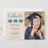 Blue Boho Floral Einladung (Rückseite)