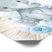 Blue Boho Floral Elephant Baby Dusche Begrüßungsze Fotodruck (Ecke)