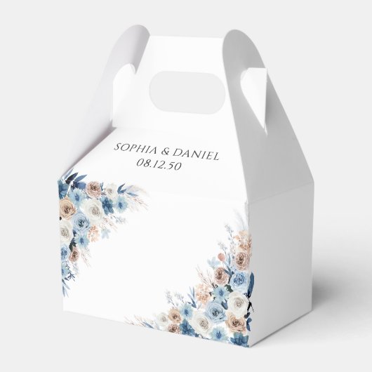 Blue Boho Floral Gastgeschenk Hochzeit Box Geschenkschachtel (Vorderseite)