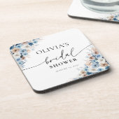 Blue Boho Floral Getränke Coaster Getränkeuntersetzer (Linke Seite)