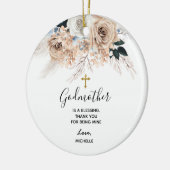Blue Boho Floral Godmutsake Keramik Ornament (Links)